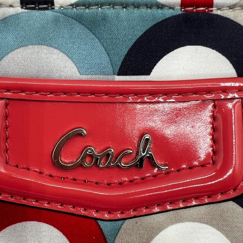 Coach Pop Art Multicolored Signature Circle Print Wristlet - Red Trim - Picture 2 of 15
